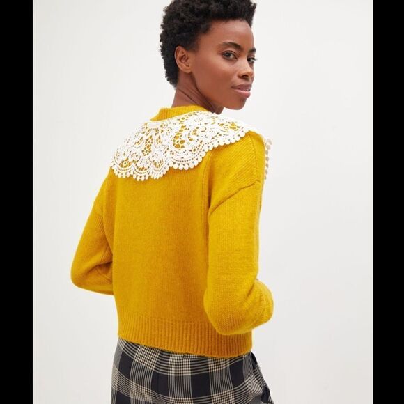 Anthropologie Maeve Lace Collar Cardigan Sweater NWT - Picture 9 of 9